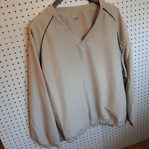 Men's Long Sleeve Golf Wind Shirt Pullover V Neck Tan Sz XL EUC